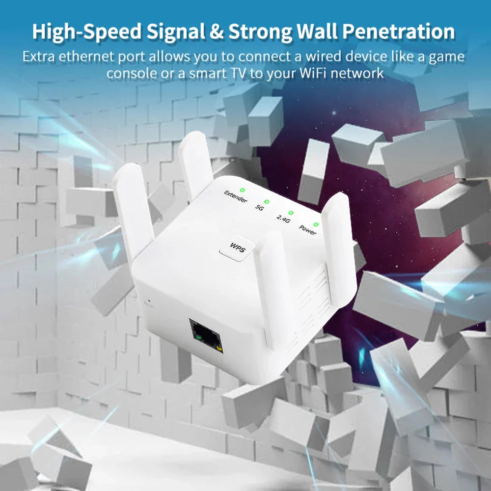 1200Mbps 5GHz Wireless WiFi Extender | Boost Your Internet with Dual-Band Repeater & Firewall-univazo- and 9806447771914, 1200Mbps 5GHz Wireless WiFi Extender | Boost Your Internet with Dual-Band Repeater & Firewall, , univazo, univazo