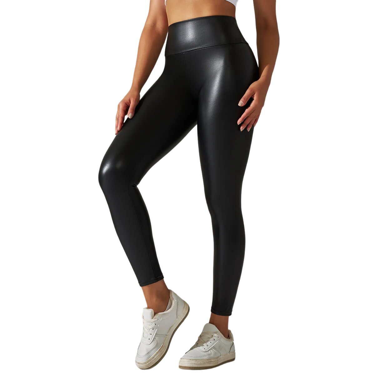 High-Waisted Faux Leather Push-Up Leggings – Sculpt Your Silhouette in Style