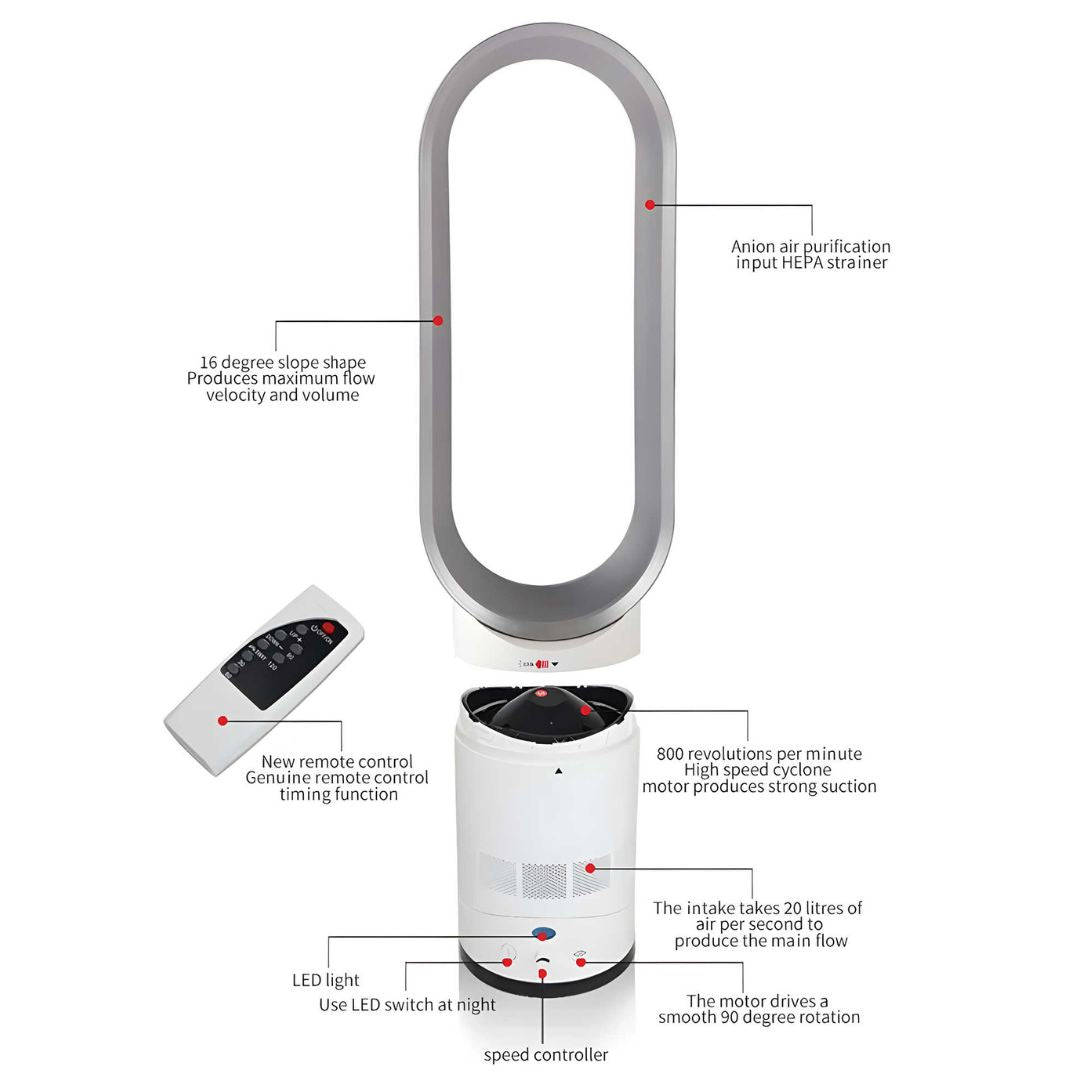 univazo - 16 Inch Bladeless Fan With Remote Control