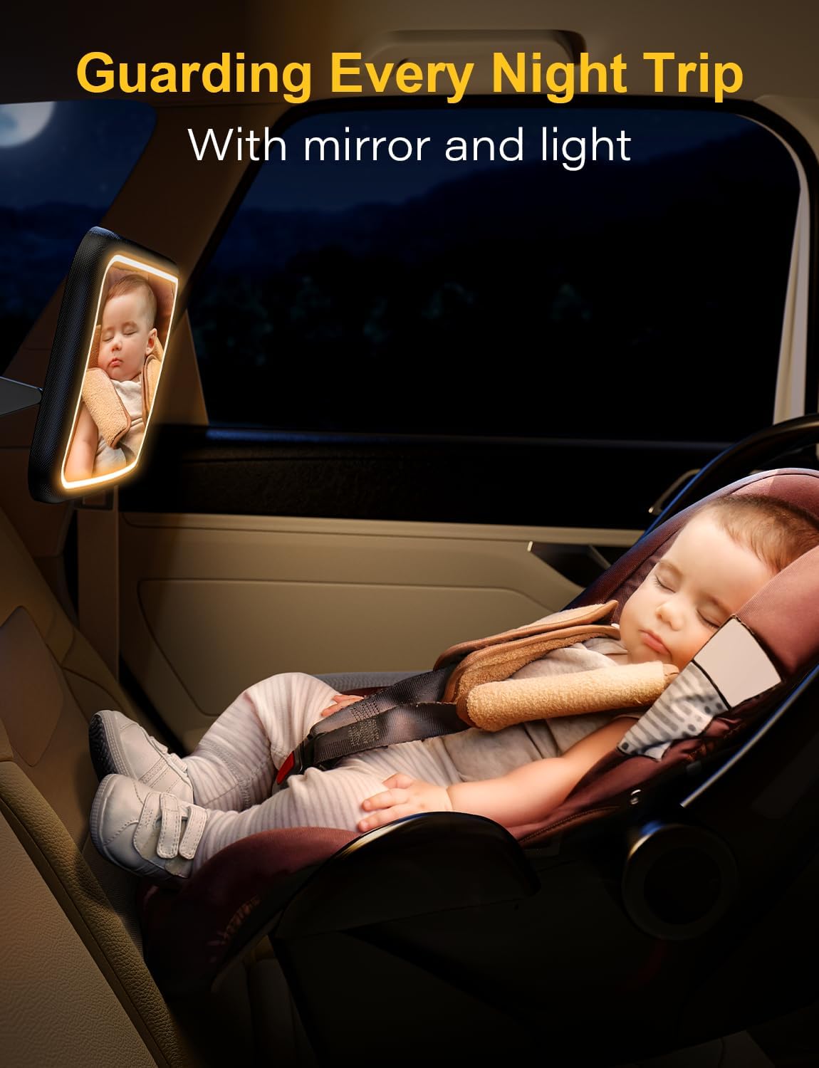 Miroir de voiture pour bébé avec lumière