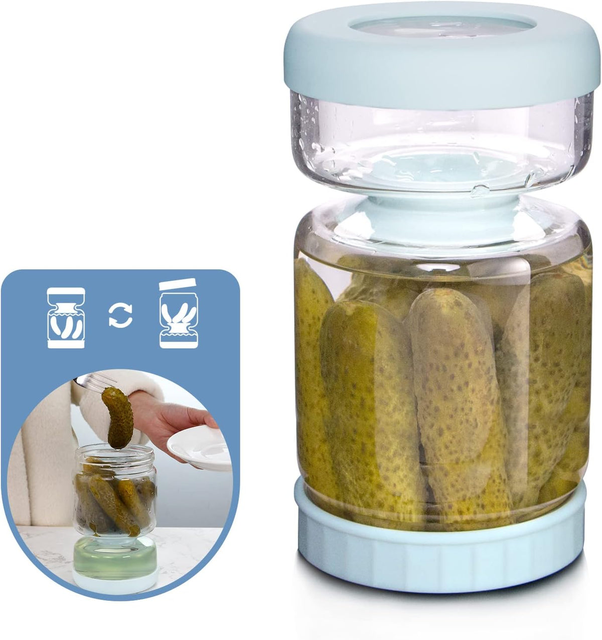 Bocal séparateur de cornichons en verre