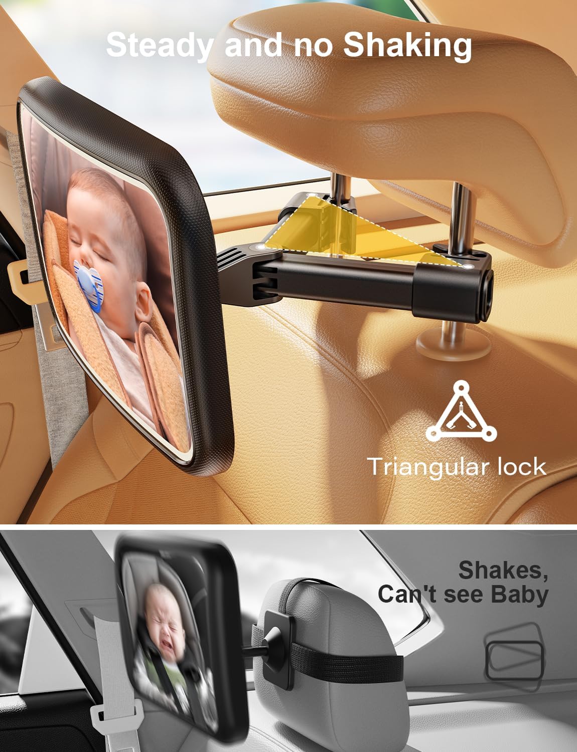 Miroir de voiture pour bébé avec lumière