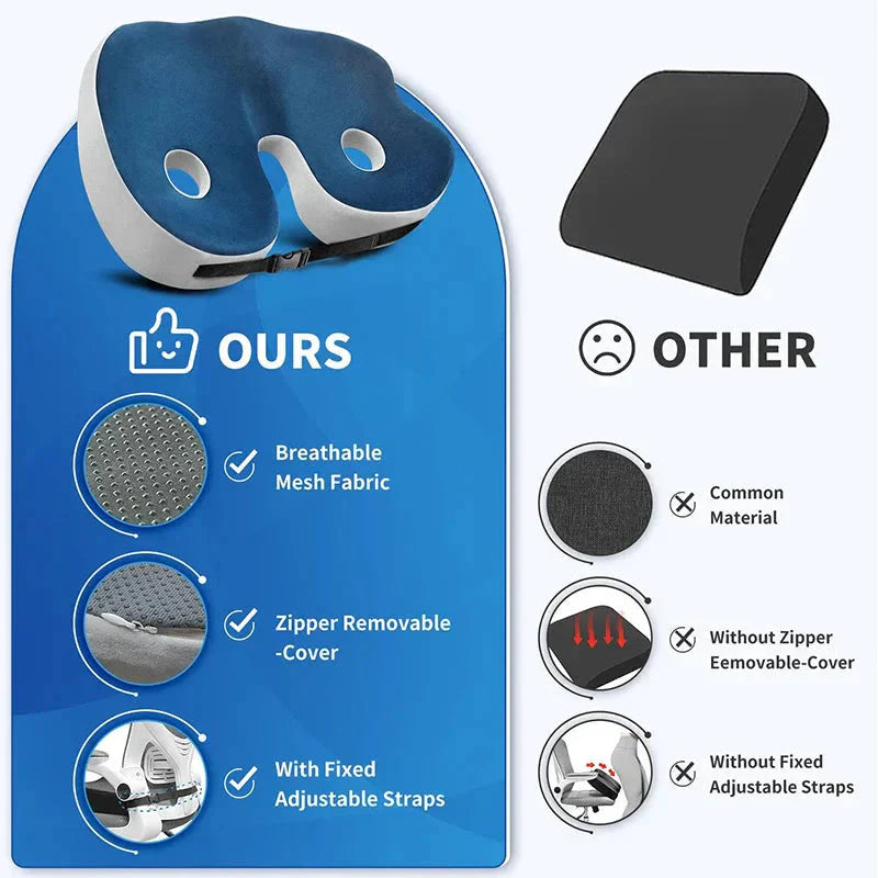 Adjustable Memory Foam Sit Bone Relief Seat Cushion-univazo- and 9806430208266, Adjustable Memory Foam Sit Bone Relief Seat Cushion, , univazo, age uk pressure cushions, coccy cushion, coccyx cushion, coccyx cushion for office chair, Cushions, donut cushions, donut seat cushion, doughnut cushion, driving cushion, for Lower Back, Hamstrings, Hip, orthopedic cushion for sciatica, piles cushion, Pressure Relief Ergonomic & Orthopedic Seat Cushion, Sciatica Pain, sciatica seat cushion for car, Tailbone, univazo
