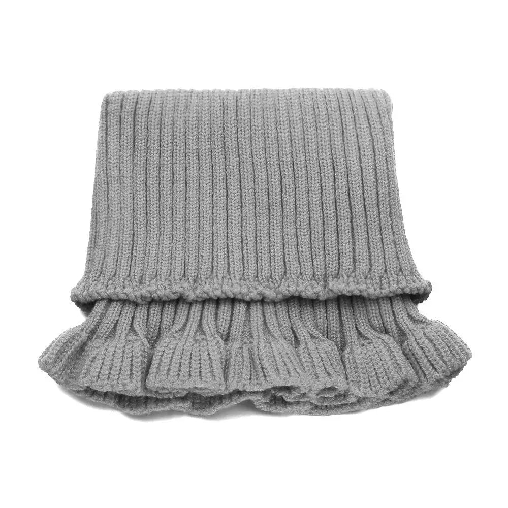 Elegant Knitted Neck Warmer with Ruffle Details – Detachable Turtleneck Collar