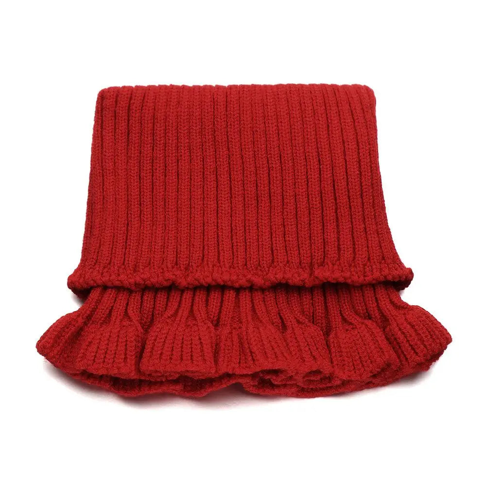 Elegant Knitted Neck Warmer with Ruffle Details – Detachable Turtleneck Collar